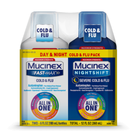 Maximum Strength Mucinex Fast-Max Cold & Flu and Nightshift Severe Cold & Flu All-in-One Multi Symptom Relief Liquid - 2 x 6 fl oz