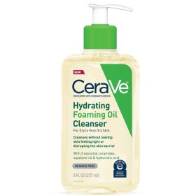 CeraVe Hydrating Foaming Oil Facial Cleanser, Dry Skin Face Wash with Hyaluronic Acid, 8 fl oz