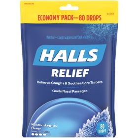 HALLS Relief Mentho-Lyptus Cough Drops, Economy Pack, 80 Drops