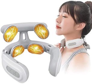 Neck Massager with Heat Neck Relax Neck Pain Relief DeepTissue Device Neck Massager Muscle Relaxation 4 HeadCordless Massager for Women Men Old People